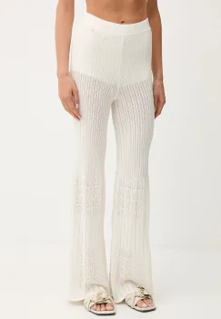 BOSS Orange pantaloni culoarea bej, mulata, high waist, 50535496 imagine