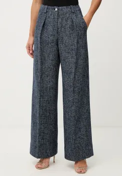 BOSS Orange pantaloni culoarea bleumarin, lat, high waist, 50553824 imagine