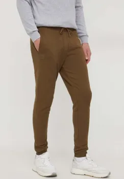 BOSS Orange pantaloni de trening din bumbac culoarea verde, melanj imagine