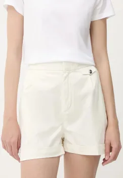 BOSS Orange pantaloni scurti culoarea bej, neted, high waist, 50540402 imagine
