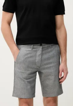 BOSS Orange pantaloni scurti din amestec de in barbati, culoarea gri, melanj, 50536874 imagine