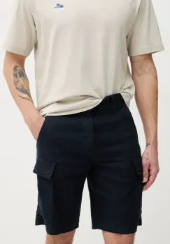 BOSS Orange pantaloni scurti din in barbati, culoarea albastru marin, 50536888 imagine