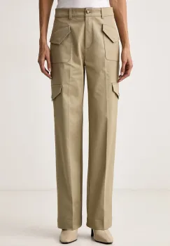 BOSS Orange  pantaloni straight pentru femei din bumbac cu elastan C_Tastraight imagine