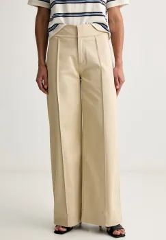 BOSS Orange pantaloni wide leg pentru femei din bumbac cu elastan C_Tawide imagine