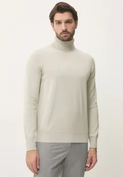 Boss Orange pulover din amestec de casmir culoarea bej, light, cu guler, 50527573 imagine