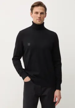 Boss Orange pulover din amestec de casmir culoarea negru, light, cu guler, 50527573 imagine