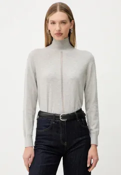 BOSS Orange pulover din amestec de lana culoarea gri, light, cu turtleneck, 50551356 imagine