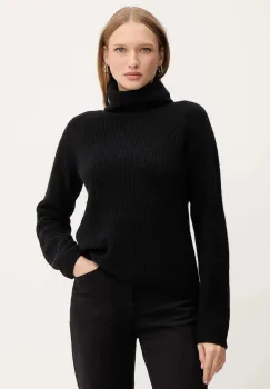 BOSS Orange pulover din amestec de lana culoarea negru, light, cu guler, 50548937 imagine