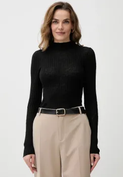 BOSS Orange pulover din amestec de lana culoarea negru, light, cu turtleneck, 50549391 imagine