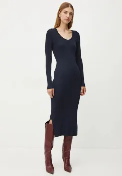 Boss Orange rochie culoarea albastru marin, midi, mulata, 50525179 imagine