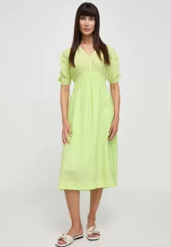 Boss Orange rochie culoarea verde, midi, evazati imagine