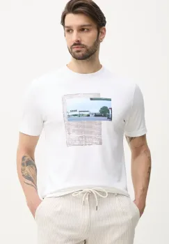 BOSS Orange tricou din bumbac barbati, culoarea alb, cu imprimeu, 50539180 imagine