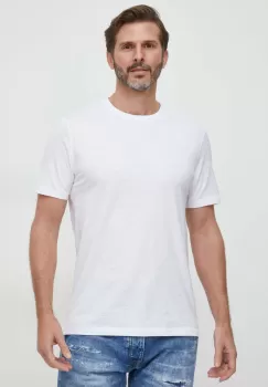 Boss Orange tricou din bumbac barbati, culoarea alb, neted imagine