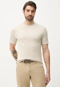 BOSS Orange tricou din bumbac barbati, culoarea bej, cu imprimeu, 50539179 imagine