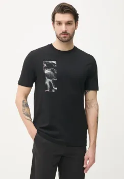 BOSS Orange tricou din bumbac barbati, culoarea negru, cu imprimeu, 50539179 imagine