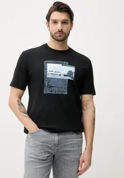 BOSS Orange tricou din bumbac barbati, culoarea negru, cu imprimeu, 50539180 imagine