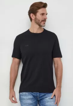 Boss Orange tricou din bumbac barbati, culoarea negru, neted imagine