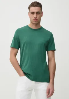 BOSS Orange tricou din bumbac barbati, culoarea verde, neted imagine