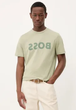 BOSS Orange tricou din bumbac BOSS ORANGE culoarea verde, cu imprimeu, 50481923 imagine