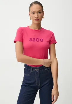 BOSS Orange tricou din bumbac BOSS ORANGE femei, culoarea roz, 50501139 imagine