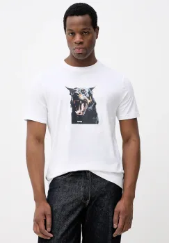 BOSS Orange tricou din bumbac culoarea alb, cu imprimeu, 50558965 imagine