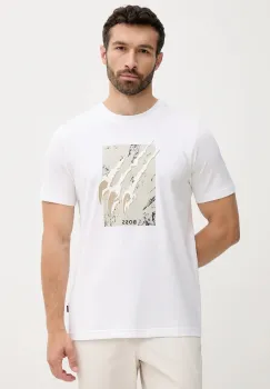BOSS Orange tricou din bumbac culoarea bej, cu imprimeu, 50546362 imagine