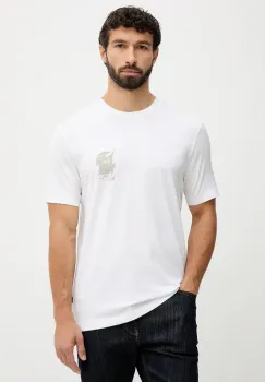 BOSS Orange tricou din bumbac culoarea bej, cu imprimeu, 50554610 imagine