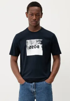 BOSS Orange tricou din bumbac culoarea bleumarin, cu imprimeu, 50546381 imagine