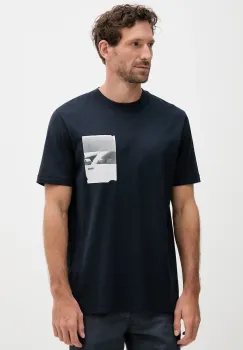 BOSS Orange tricou din bumbac culoarea bleumarin, cu imprimeu, 50546920 imagine