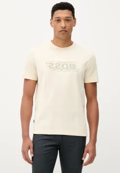 BOSS Orange tricou din bumbac culoarea galben, cu imprimeu, 50546381 imagine