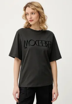 BOSS Orange tricou din bumbac culoarea gri, 50556993 imagine