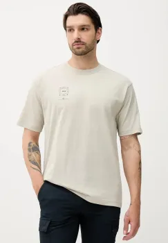 BOSS Orange tricou din bumbac culoarea gri, cu imprimeu, 50546370 imagine