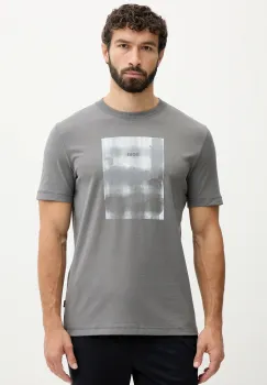 BOSS Orange tricou din bumbac culoarea gri, cu imprimeu, 50554640 imagine