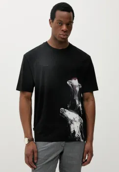 BOSS Orange tricou din bumbac culoarea negru, cu imprimeu, 50541099 imagine