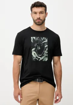 BOSS Orange tricou din bumbac culoarea negru, cu imprimeu, 50546362 imagine