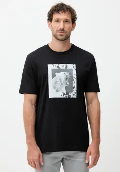 BOSS Orange tricou din bumbac culoarea negru, cu imprimeu, 50554615 imagine