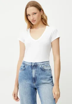BOSS Orange tricou din bumbac femei, culoarea alb, 50540432 imagine