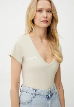 BOSS Orange tricou din bumbac femei, culoarea bej, 50540432 imagine
