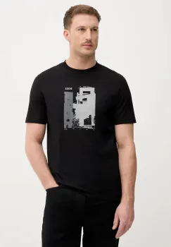 BOSS Orange tricou din bumbac Te_Imprint culoarea negru, cu imprimeu, 50556007 imagine