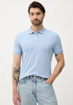 BOSS Orange tricou polo barbati, culoarea albastru, uni, 50507803 imagine