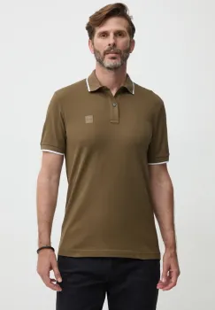 Boss Orange tricou polo barbati, culoarea verde, neted imagine