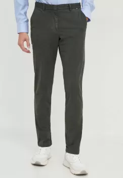 BOSS pantaloni barbati, culoarea verde, mulata imagine