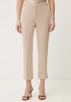 BOSS pantaloni culoarea bej, fason tigareta, high waist, 50555740 imagine