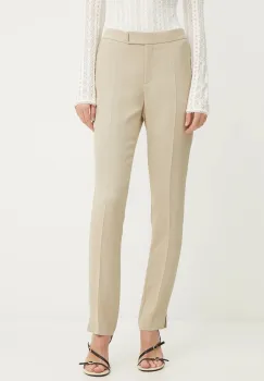BOSS pantaloni culoarea bej, mulata, high waist, 50541990 imagine