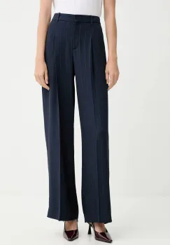 BOSS pantaloni culoarea bleumarin, lat, high waist, 50548479 imagine