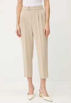 BOSS pantaloni culoarea roz, drept, high waist imagine