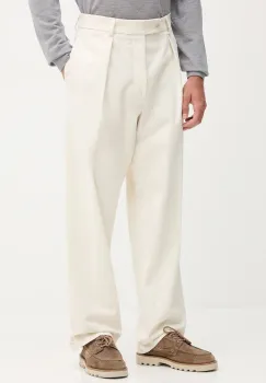 BOSS pantaloni de bumbac BECKHAM X BOSS culoarea bej, drept, 50554875 imagine