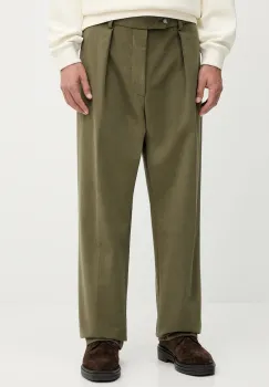 BOSS pantaloni de bumbac BECKHAM X BOSS culoarea verde, drept, 50554875 imagine