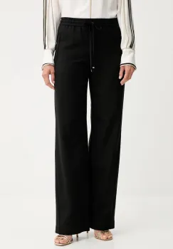 BOSS pantaloni de bumbac culoarea negru, drept, high waist, 50543268 imagine