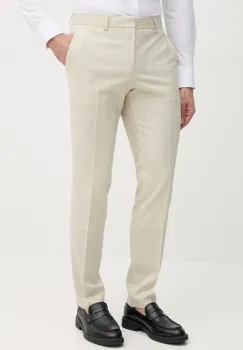 BOSS pantaloni de lana barbati, culoarea bej, mulata, 50540713 imagine